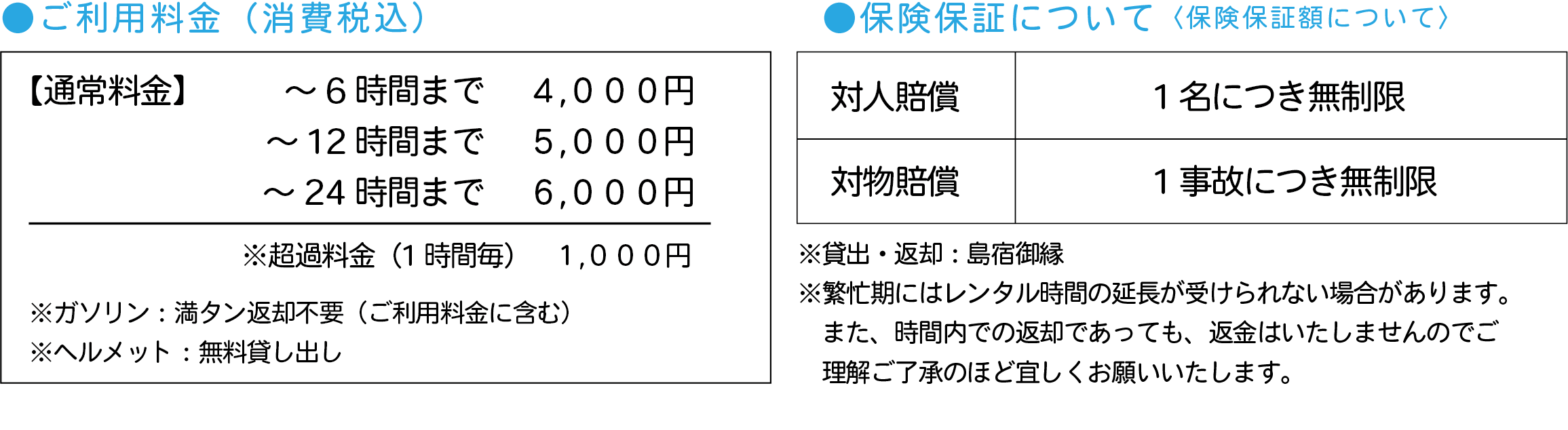 レンタカー料金表